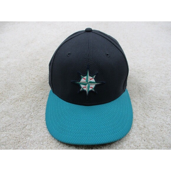 Seattle Mariners Hat Cap Fitted 7 3/8 Blue Green Baseball MLB New Era Mens - Picture 2 of 12